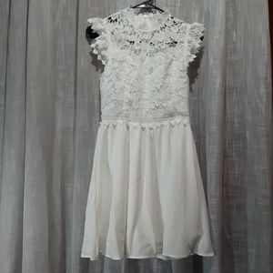 Front top laced white dress